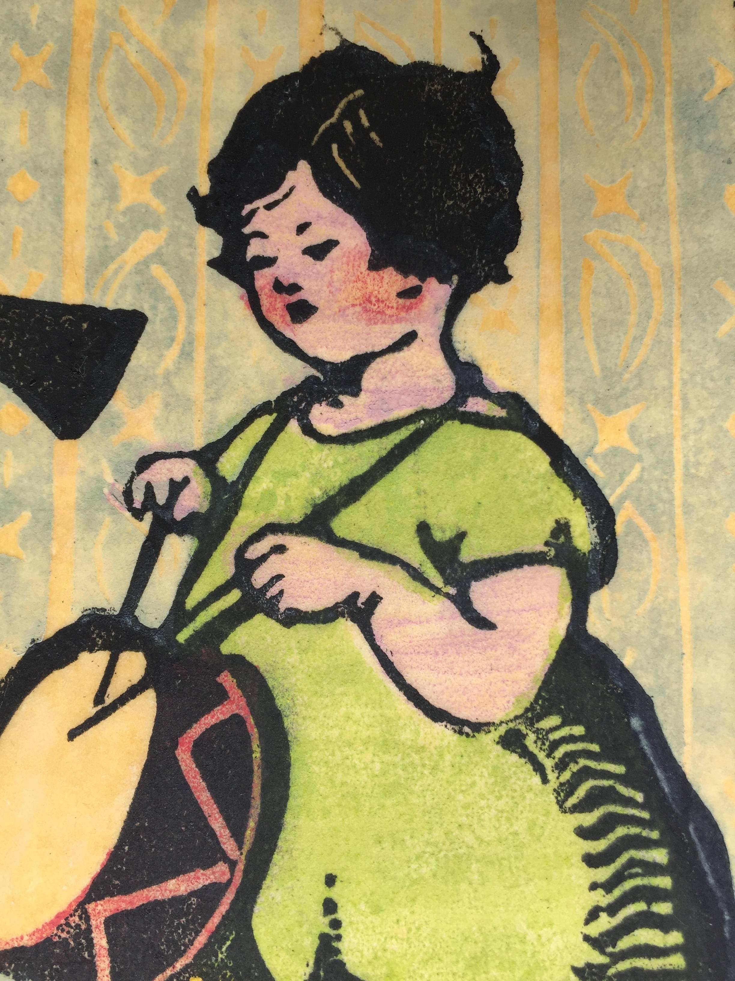 DUET - Brown Figurative Print by Frances H. Gearhart