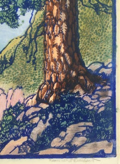 THE OLD PINE - Very Good Large Scale Work by a Master of the Color Block Print
