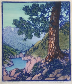 THE OLD PINE - Very Good Large Scale Work by a Master of the Color Block Print