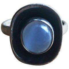 Vintage Frances Holmes Boothby Sterling Silver Moonstone American Modernist Ring