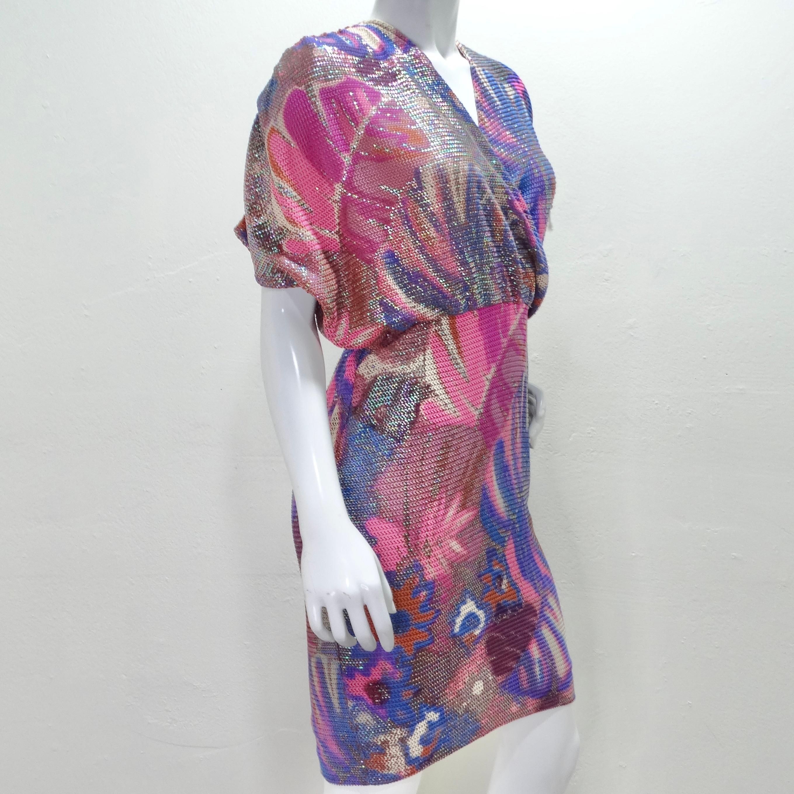 Frances La Vie Mosaic Knit Multicolor Dress In Excellent Condition For Sale In Scottsdale, AZ
