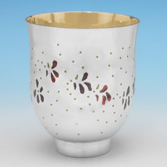 Frances Loyen - a very rare plique-a-jour enamel silver beaker - London 1987