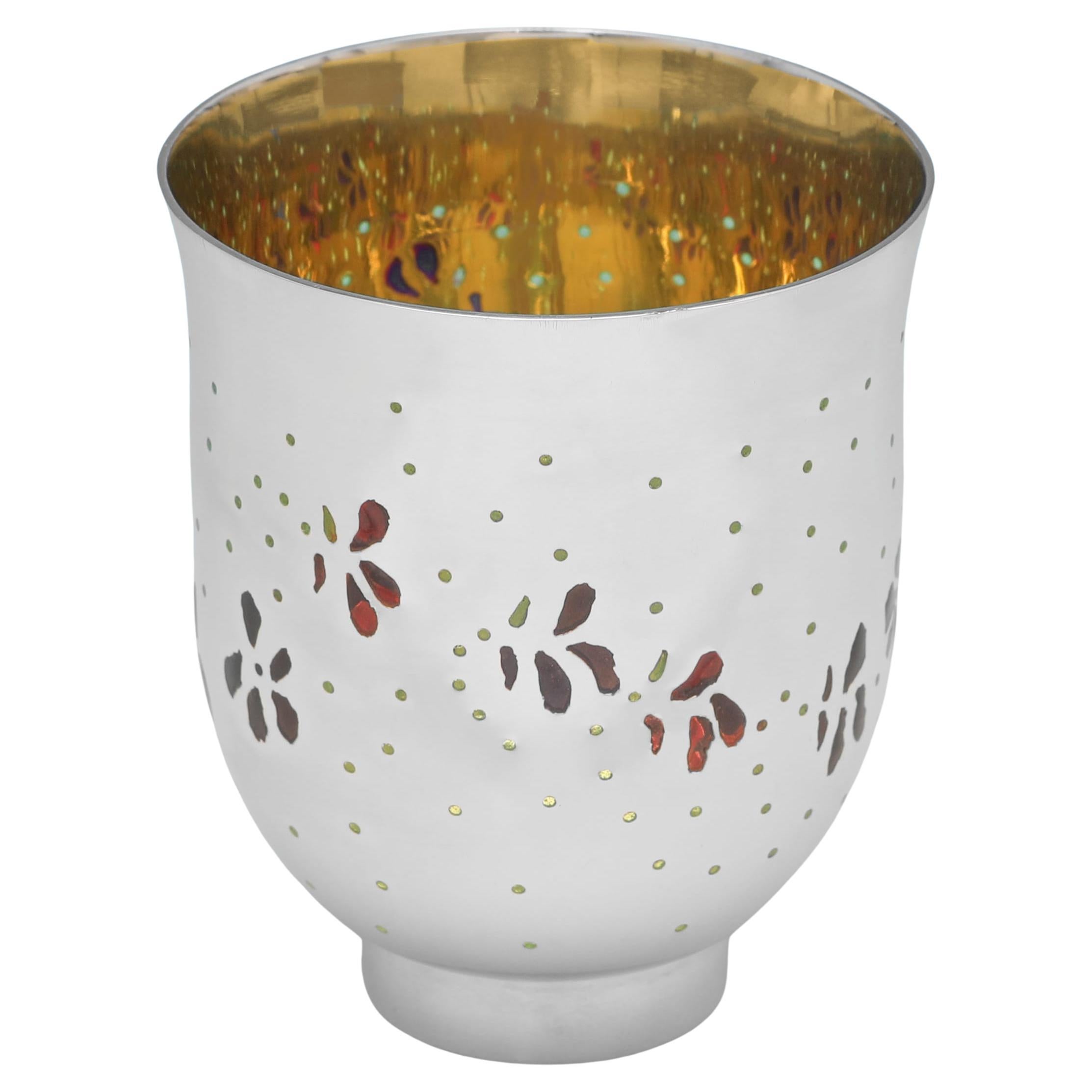 Frances Loyen - a very rare plique-a-jour enamel silver beaker - London 1987 For Sale