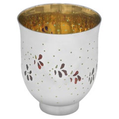 Vintage Frances Loyen - a very rare plique-a-jour enamel silver beaker - London 1987