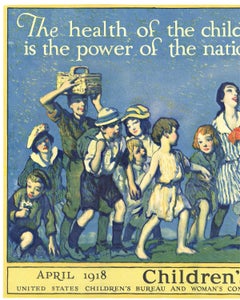 Original "Children's Year" vintage poster.  The health of the child is the power