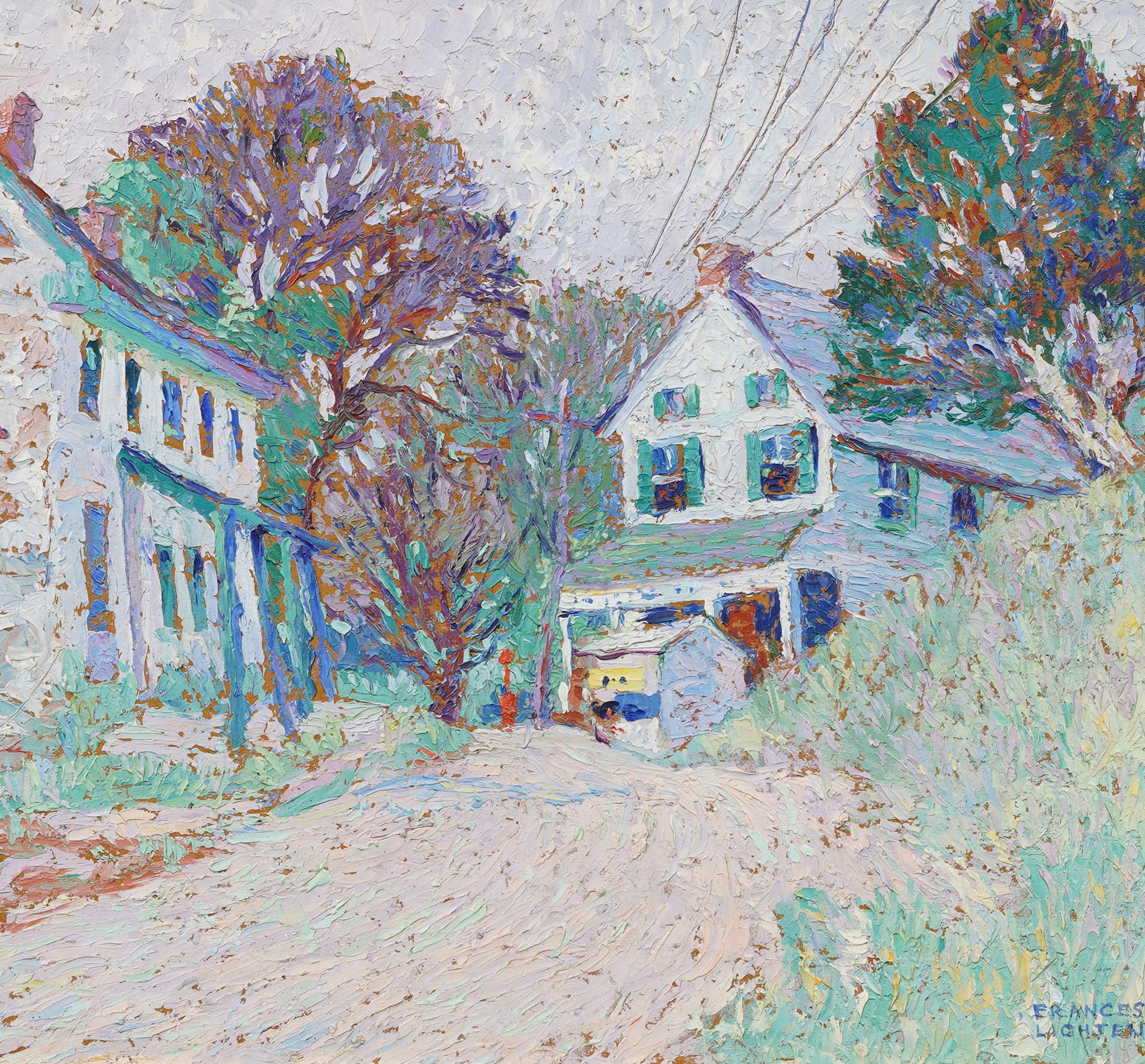 Ancienne peinture à l'huile impressionniste américaine de Frances M-One (1889 - 1961). Huile sur toile. Signé. Encadré. Dimensions : 24 x 26 pouces sur l'ensemble, et 16 x 18 pouces pour la peinture seule...  En excellent état d'origine. Joliment