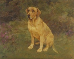 Golden Labrador Dog Portrait Oil Painting British Oil Painting Listed Artist