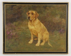 Portrait of Golden Labrador Oil Painting British Oil Painting Listed Artist