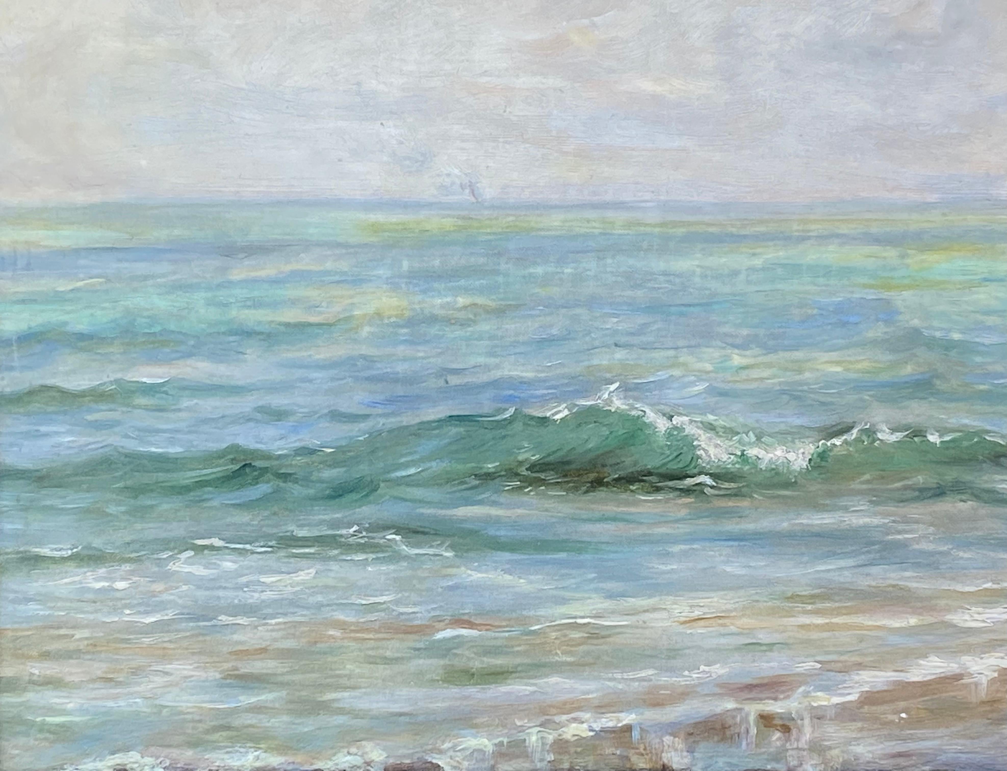 “Calming Seas” - Blue Landscape Painting by Frances Miller Mumaugh