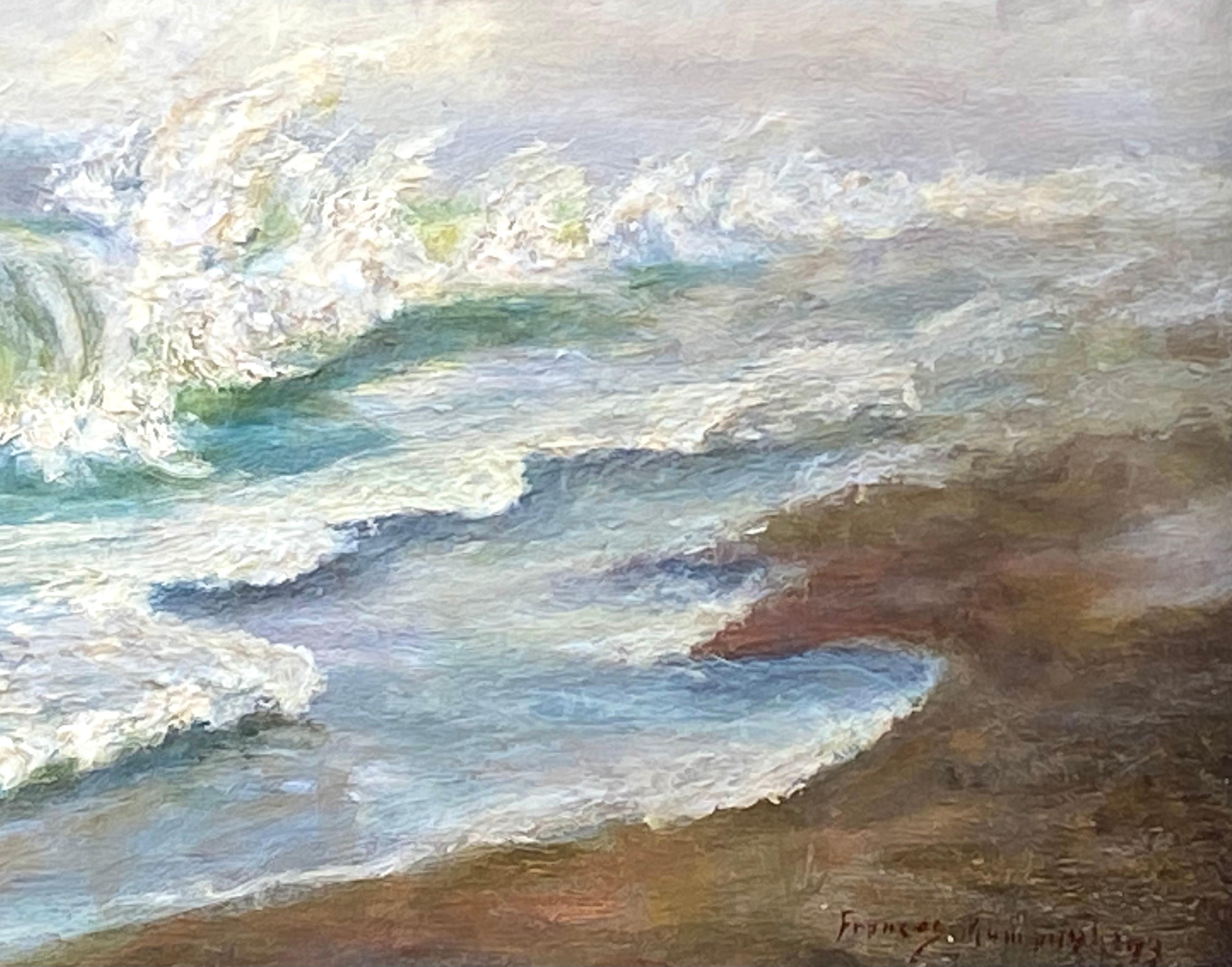 “Rolling Wave” - Gray Landscape Painting by Frances Miller Mumaugh