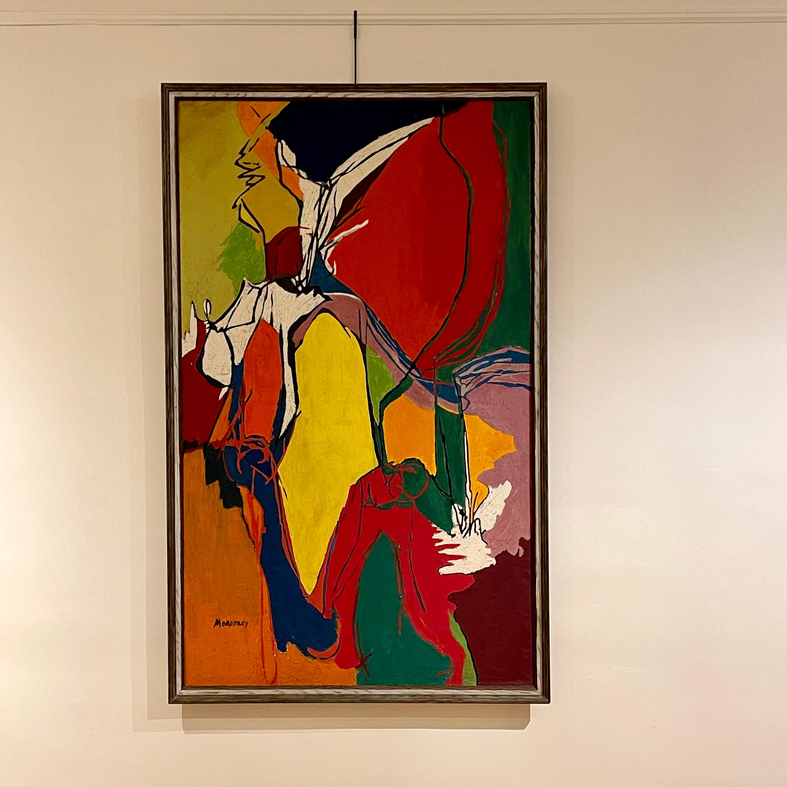 Stunning large scale framed painting on canvas from the 1960s by Frances Morofsky Bennick