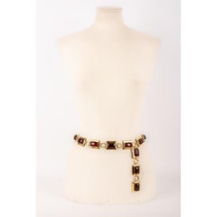 Frances Patiky Stein Belt with Red Glass Paste