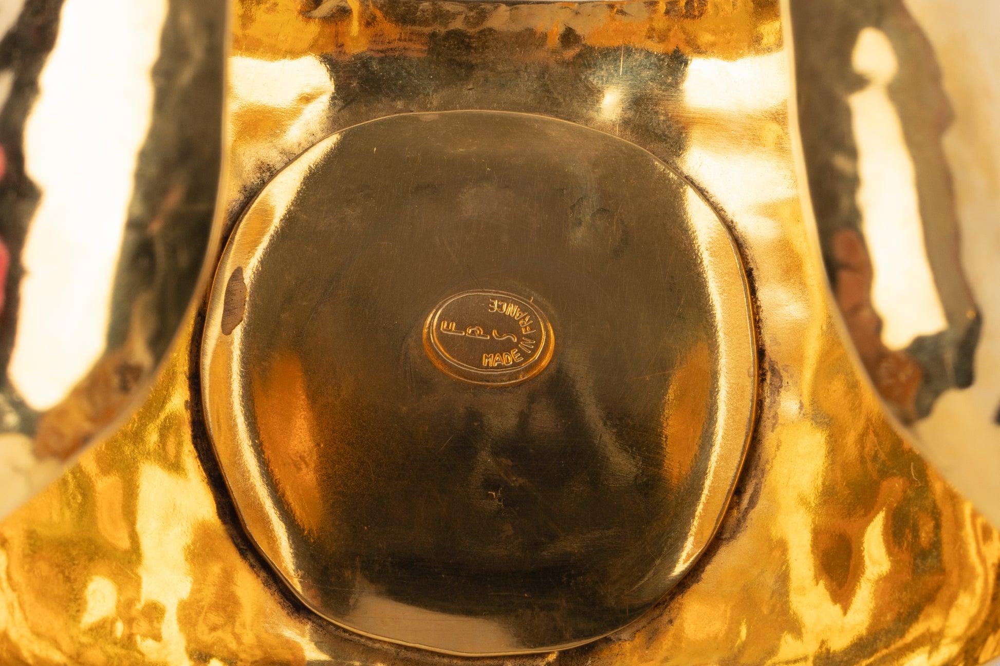 Frances Patiky Stein Golden Metal Cuff Bracelet 2
