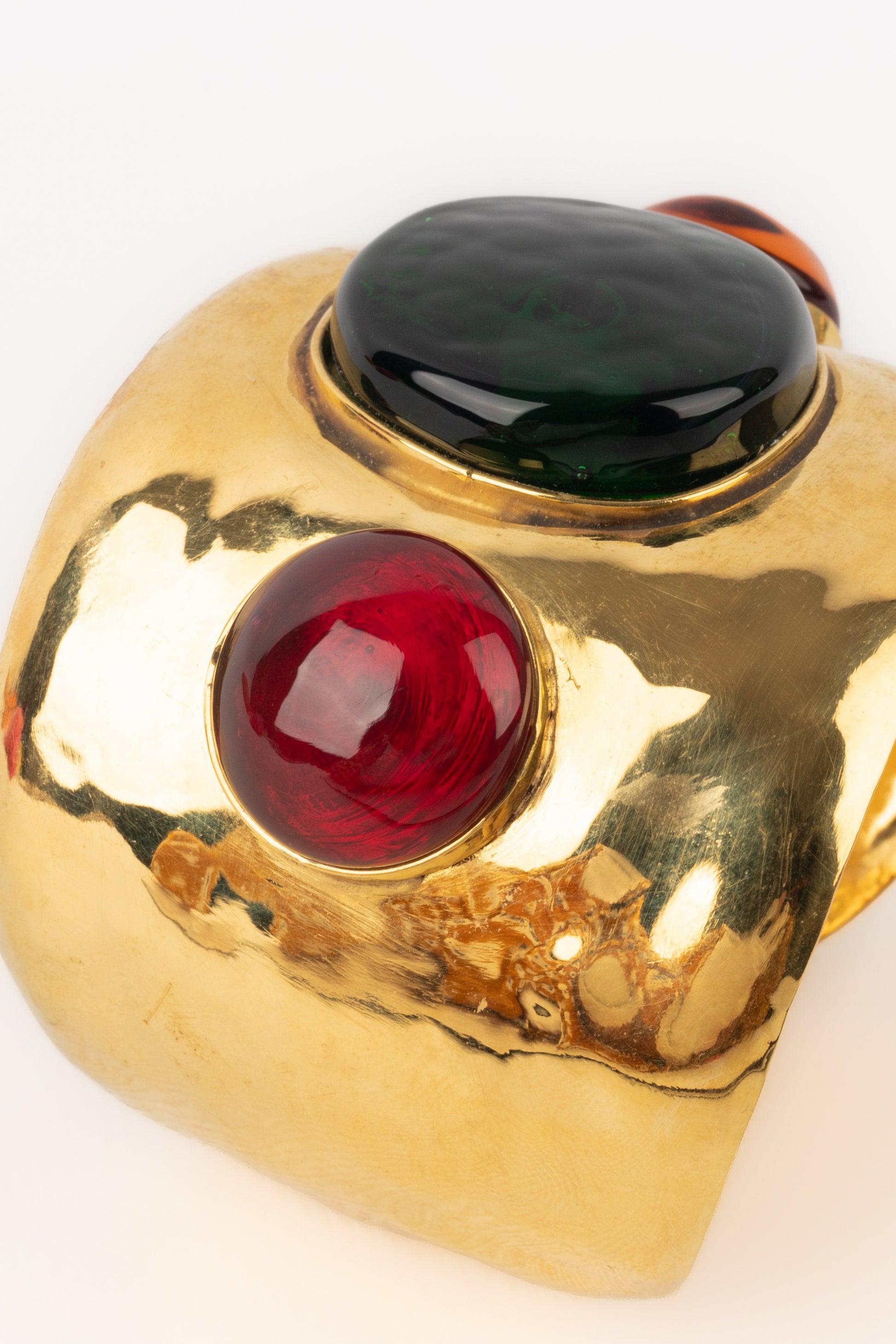 Frances Patiky Stein Golden Metal Cuff Bracelet 4