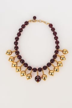 Frances Patiky Stein Golden Metal Necklace