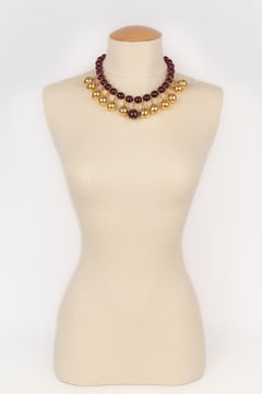 Frances Patiky Stein Golden Metal Necklace