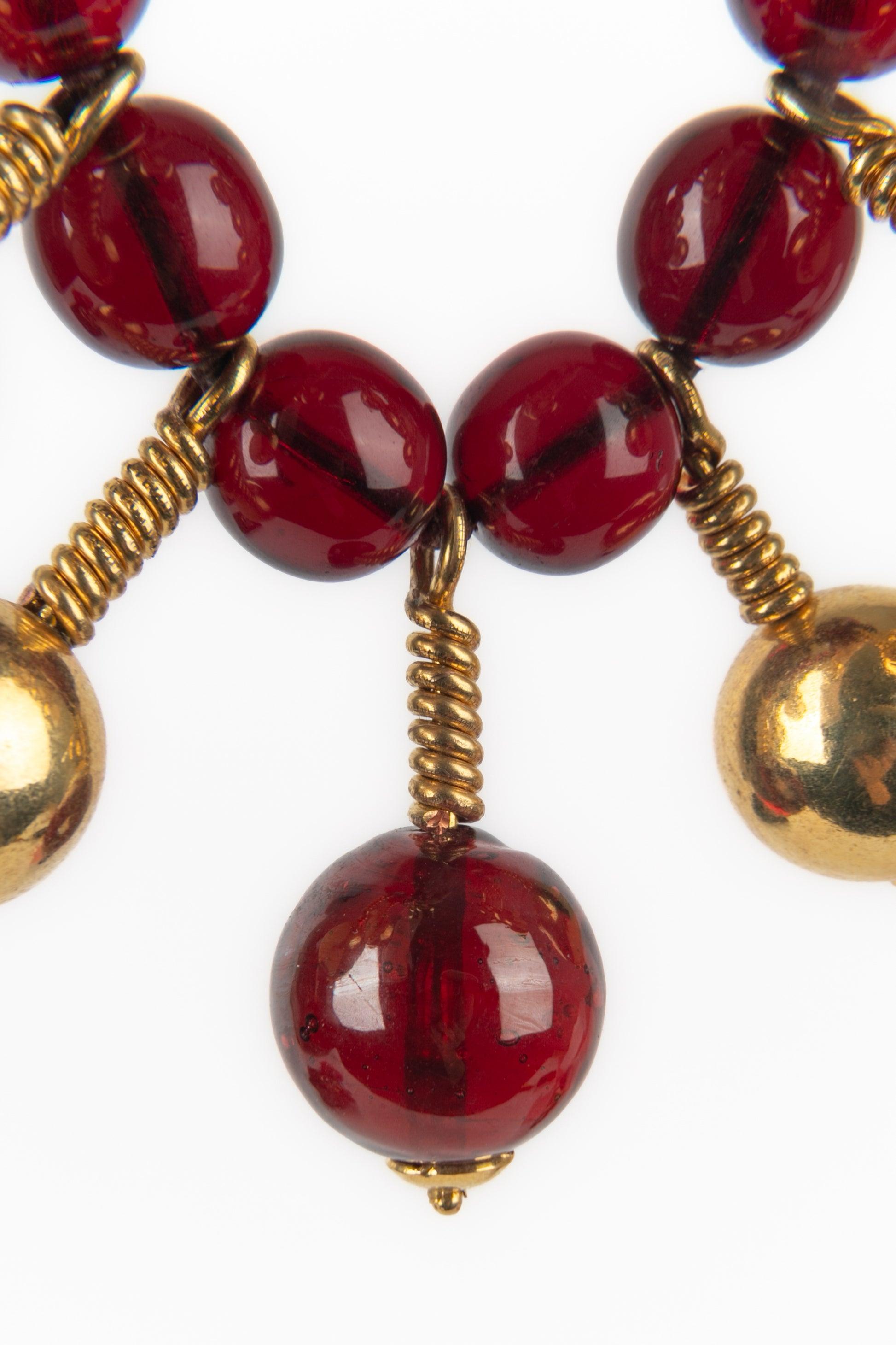 Frances Patiky Stein Golden Metal Necklace In Excellent Condition In SAINT-OUEN-SUR-SEINE, FR