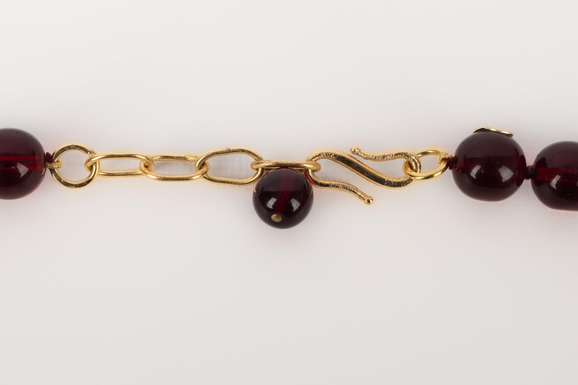 Frances Patiky Stein Golden Metal Necklace 1