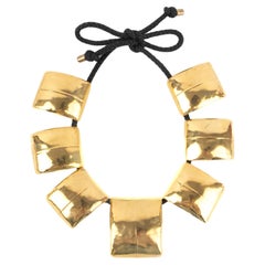 Frances Patiky Stein Necklace with Black Trimming Links