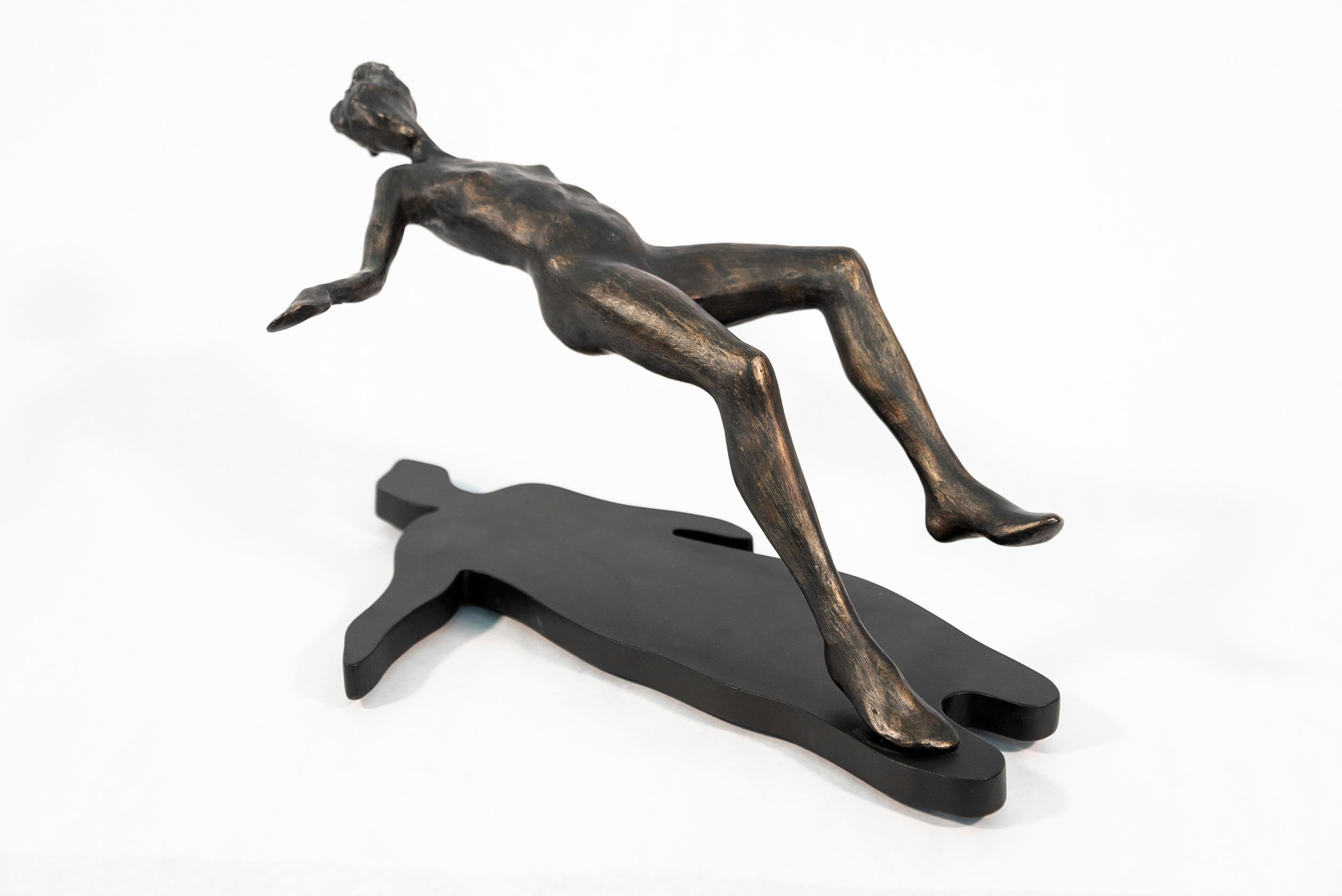 A Void - figurative, female, resin and wood table-top sculpture