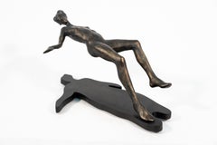 Used A Void - figurative, female, resin and wood table-top sculpture