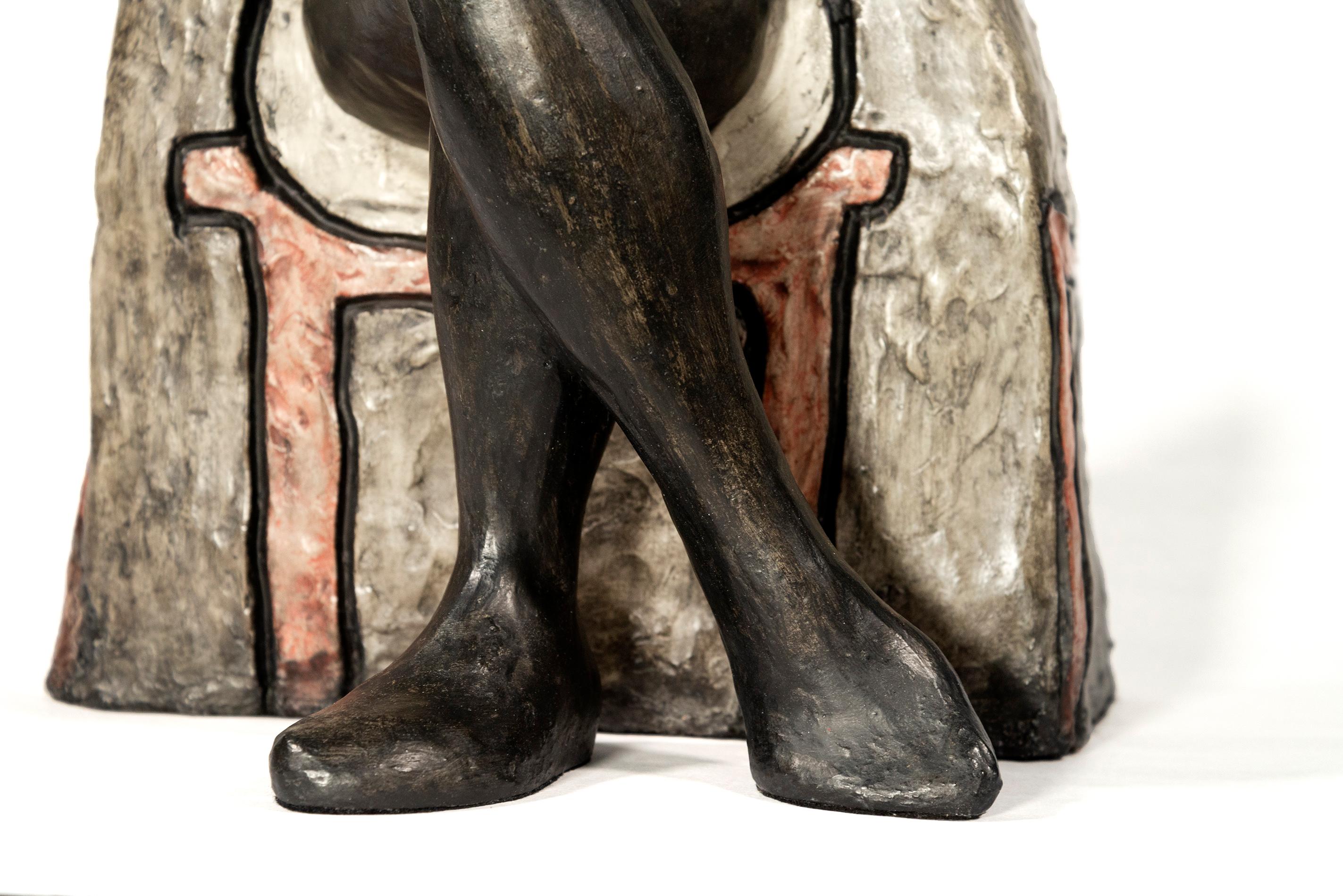 Cwén- figurative, female, polymer, gypsum, tabletop sculpture - Contemporary Sculpture by Frances Semple