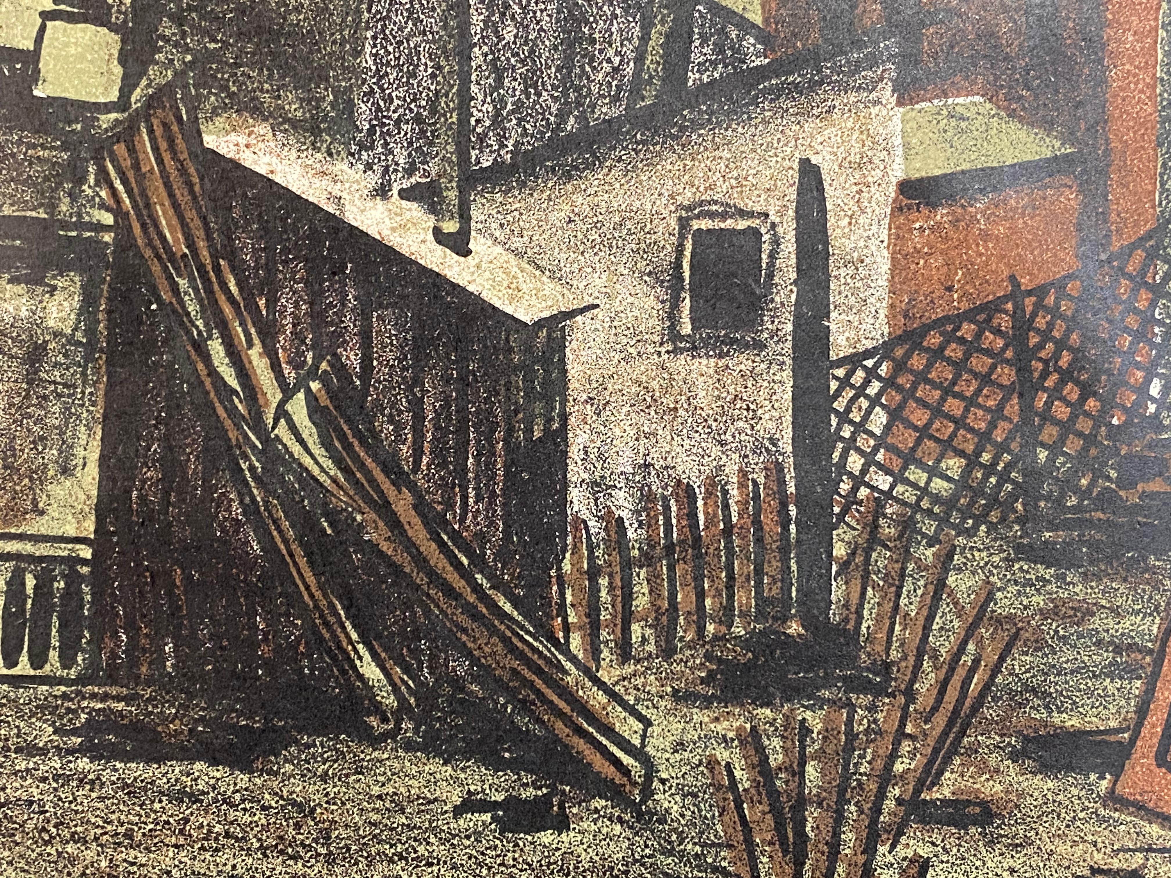 Frances Senska, Lithographie „Condemned Buildings“, 1946, Bozeman, Montana im Angebot 4
