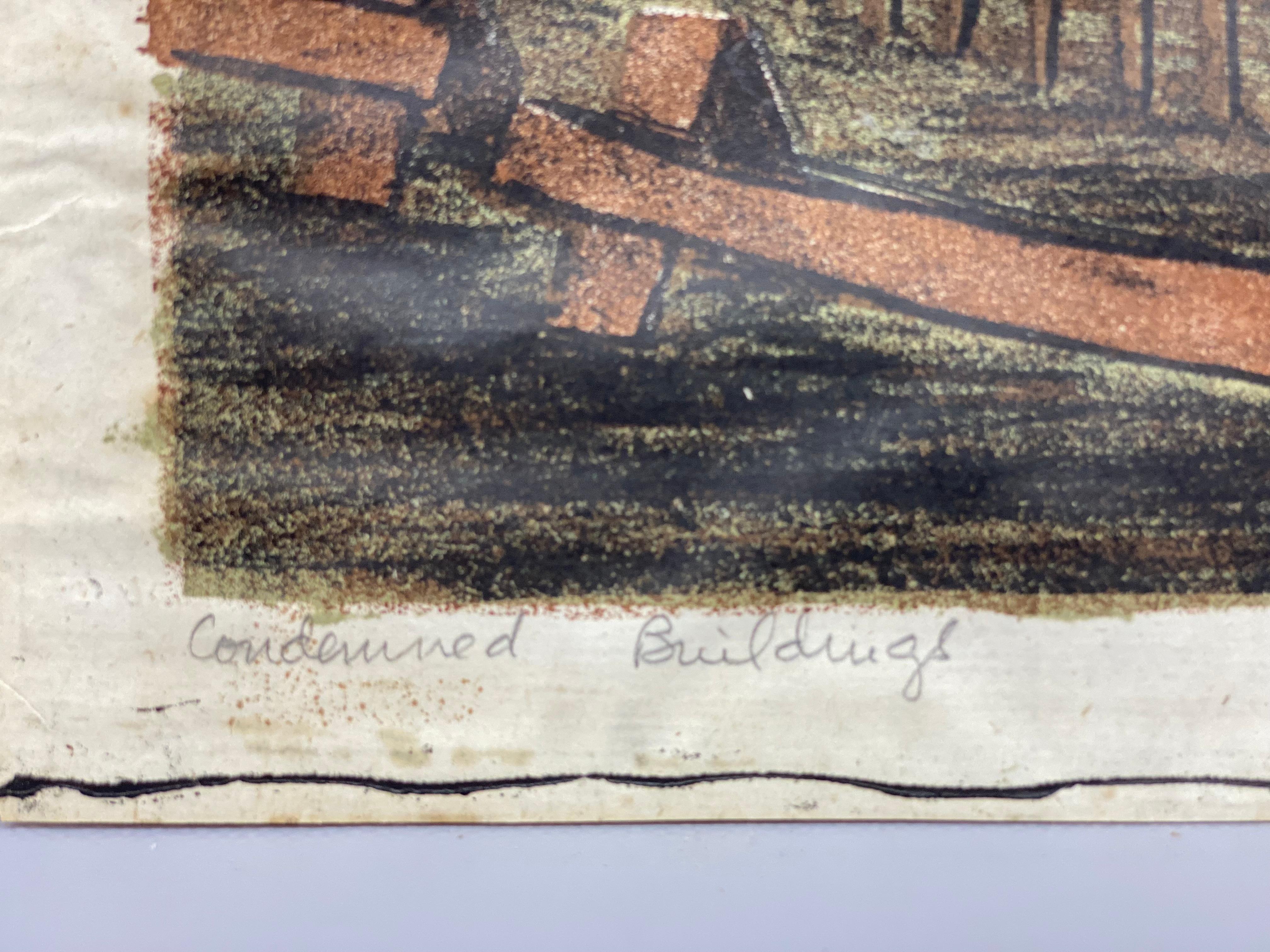 Frances Senska, Lithographie „Condemned Buildings“, 1946, Bozeman, Montana im Angebot 7