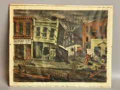 Frances Senska Condemned Buildings Lithograph, 1946, Bozeman, Montana