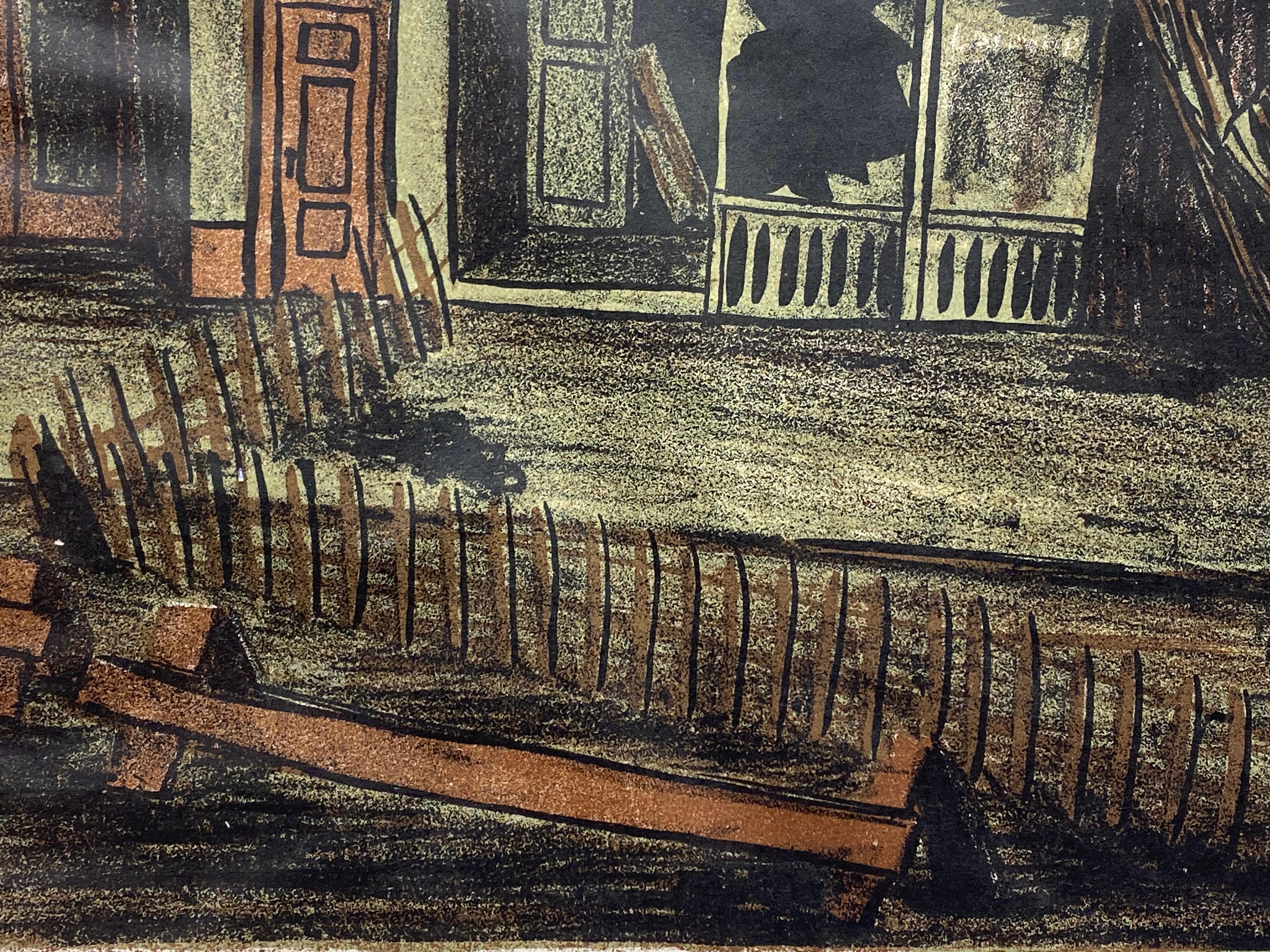 Frances Senska, Lithographie „Condemned Buildings“, 1946, Bozeman, Montana im Angebot 2
