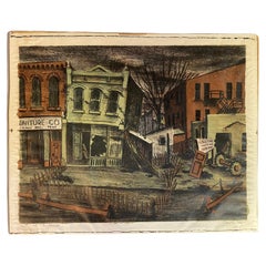 Frances Senska Condemned Buildings Lithograph, 1946, Bozeman, Montana