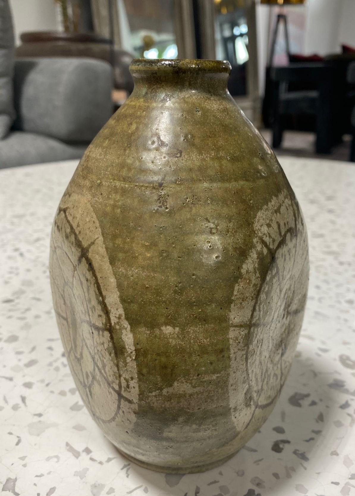 Frances Senska Signed Mid-Century Modern Montana Studio Pottery 3 Sided Art Vase 4