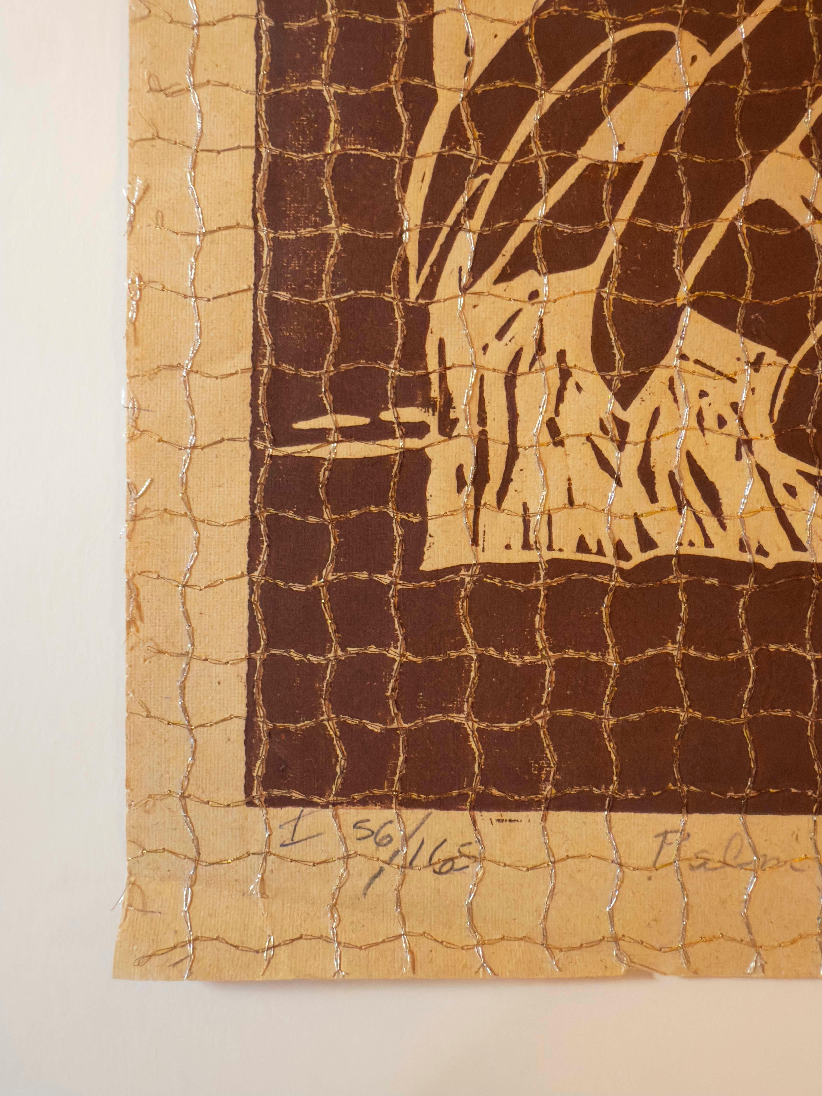 Flowers and Palm Trees - Contemporary Print by Frances Swigart