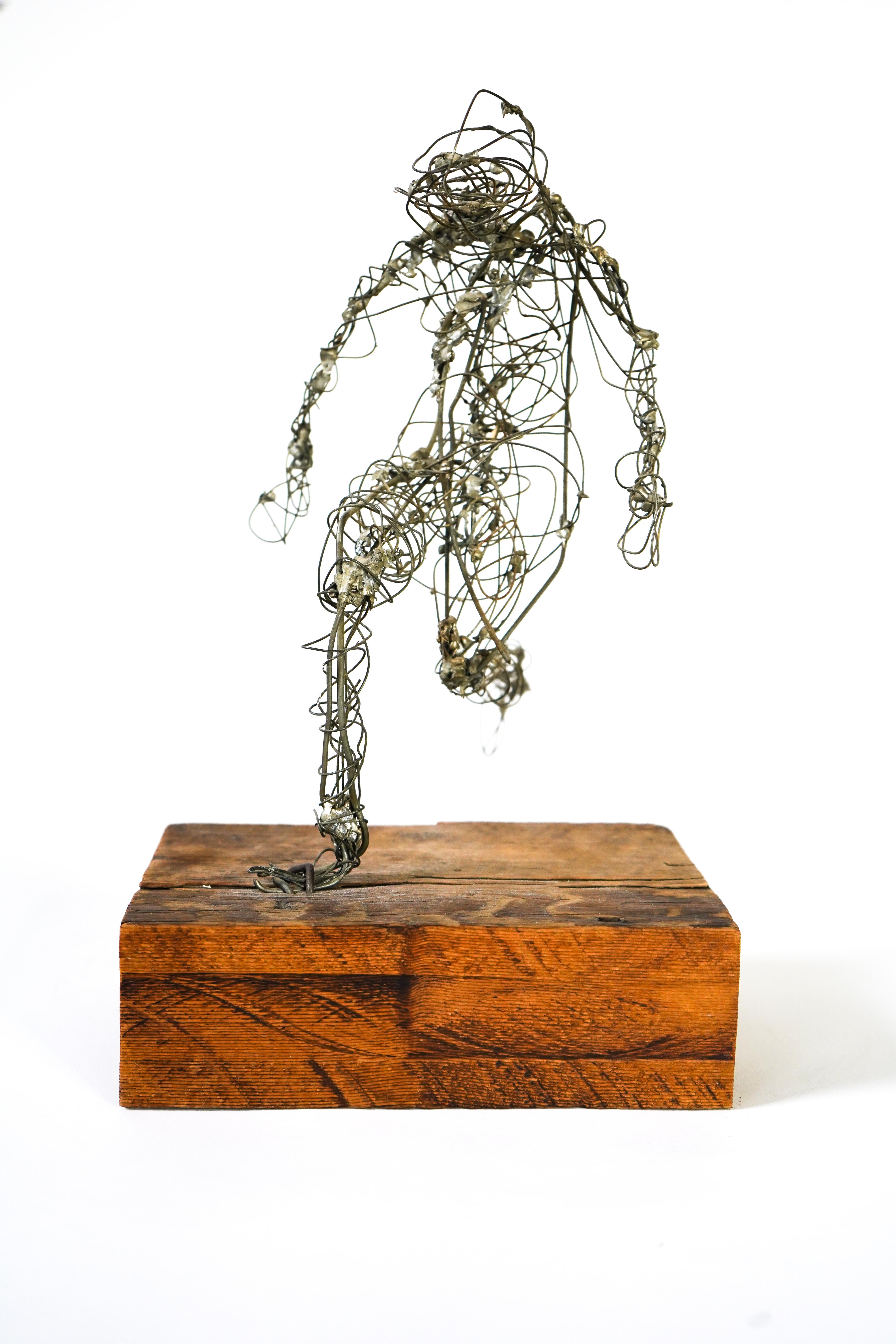 Frances Venardos Gialamas Abstract Wire Figure In Motion Sculpture For Sale 1