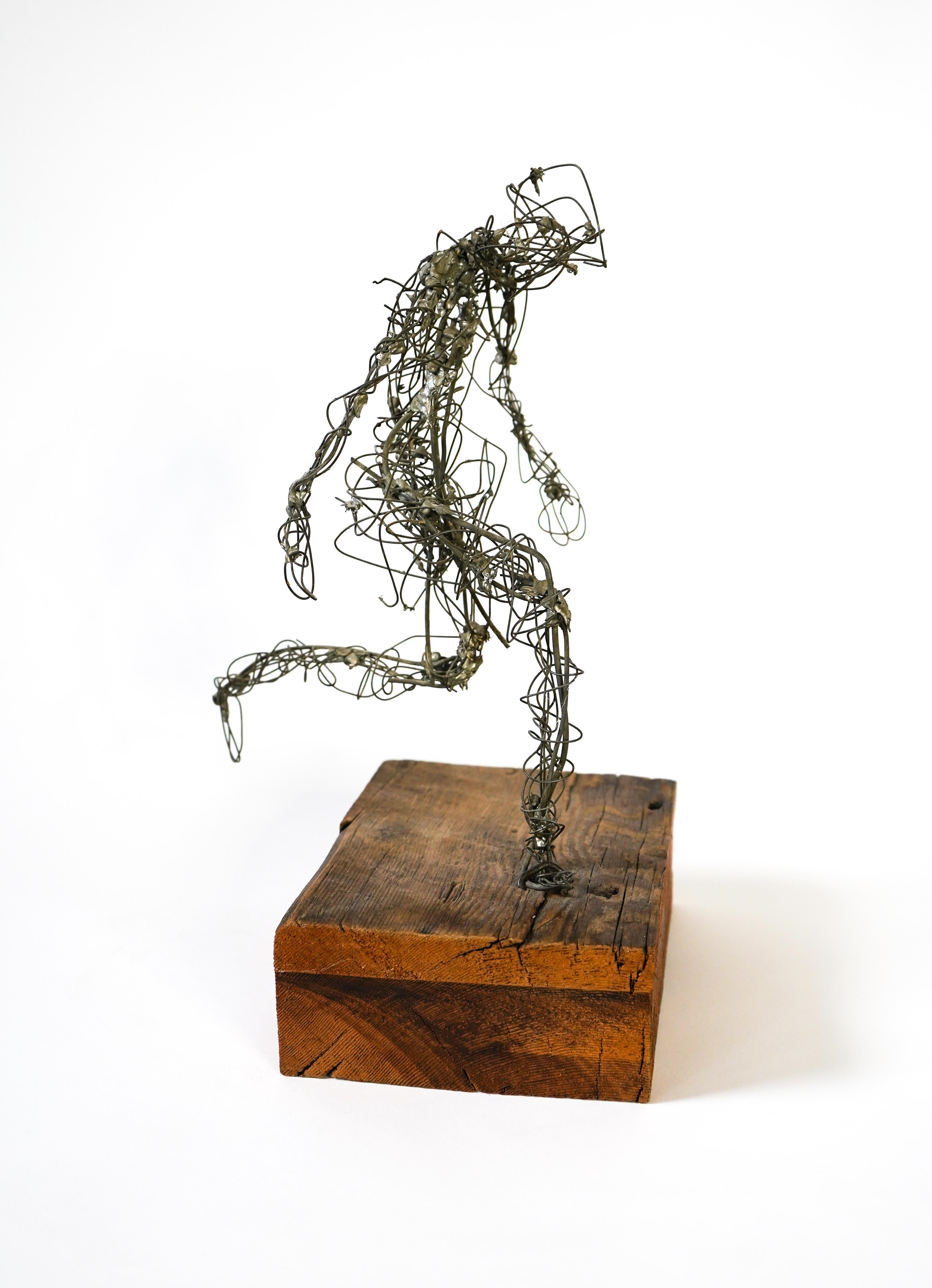 Mid-Century Modern Frances Venardos Gialamas Abstract Wire Figure In Motion Sculpture For Sale