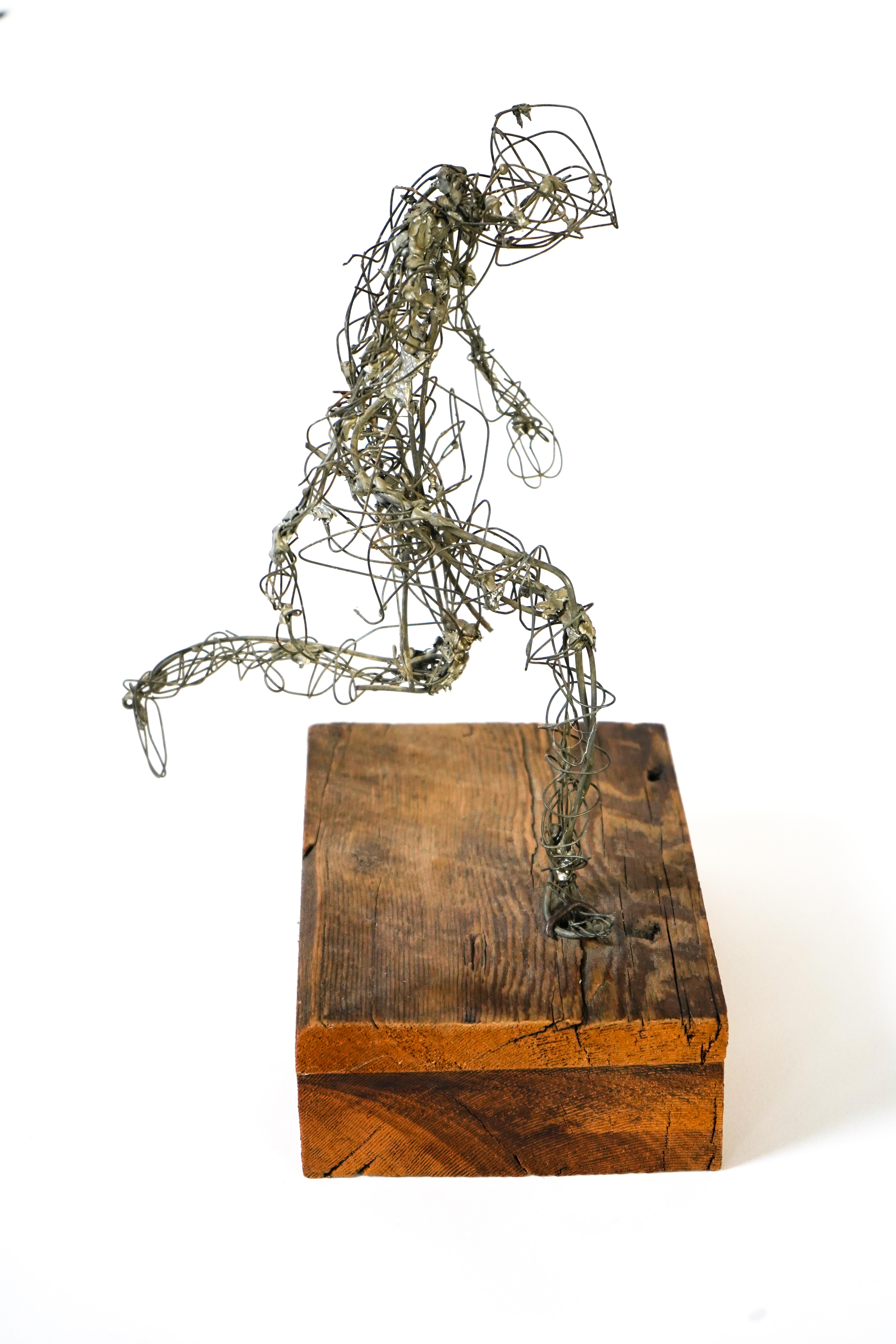 American Frances Venardos Gialamas Abstract Wire Figure In Motion Sculpture For Sale
