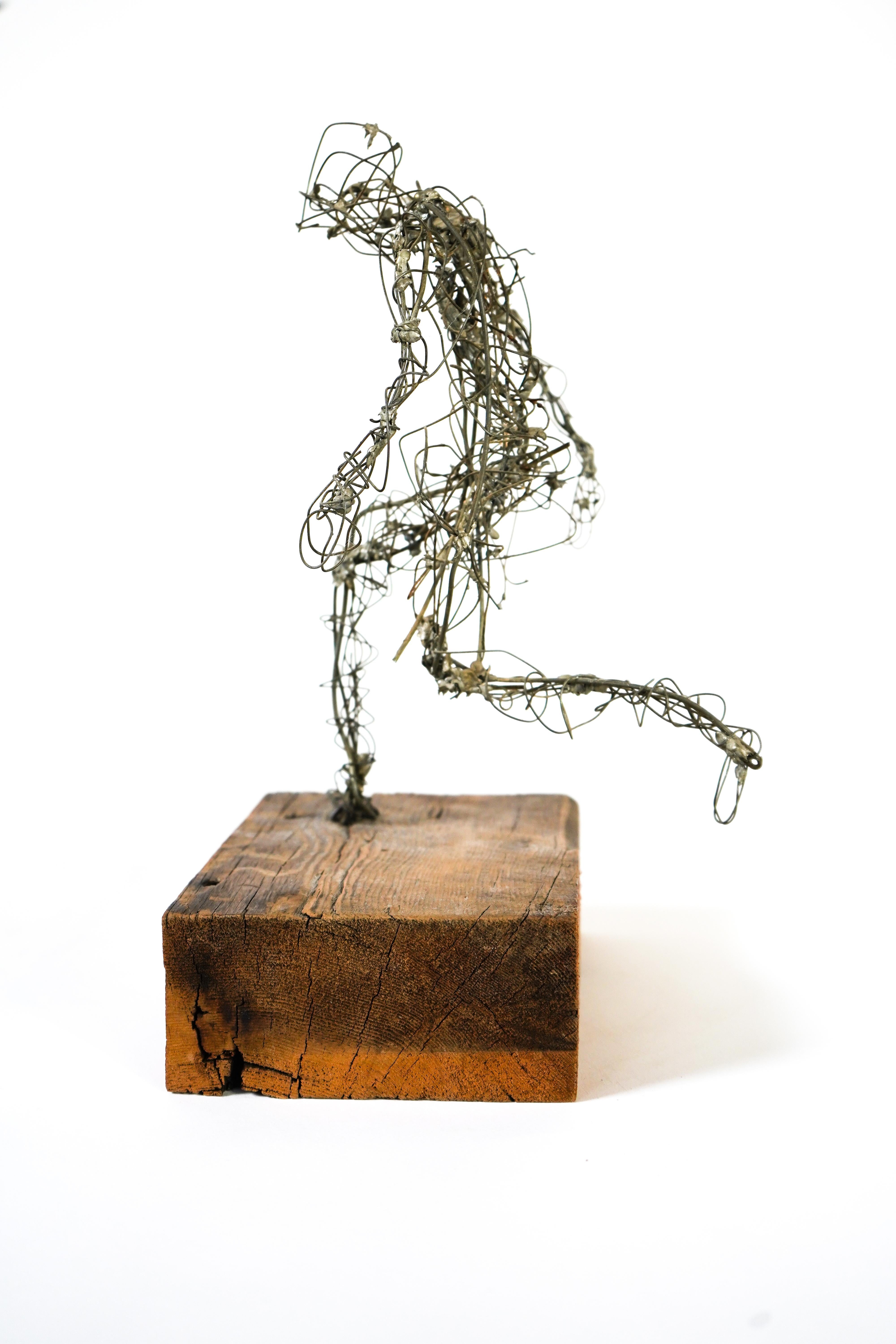 Mid-20th Century Frances Venardos Gialamas Abstract Wire Figure In Motion Sculpture For Sale