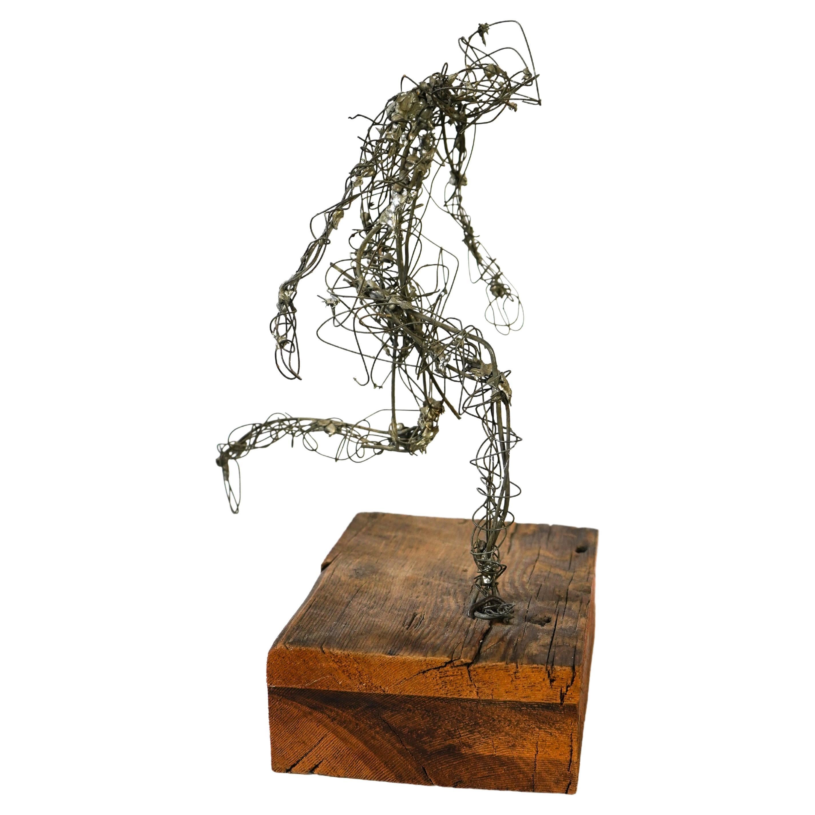 Frances Venardos Gialamas Abstract Wire Figure In Motion Sculpture For Sale