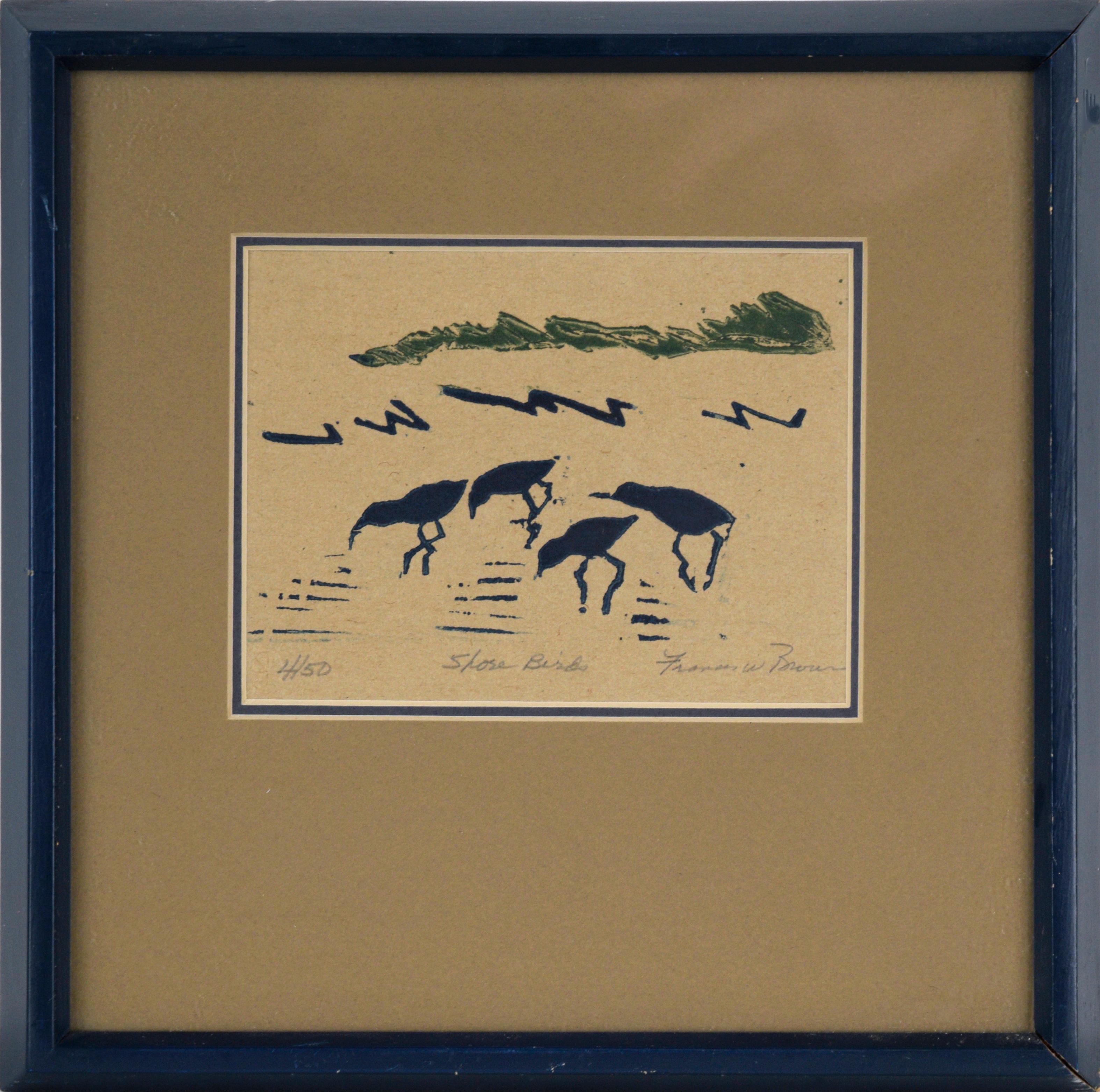 Frances W. Brown Animal Print - "Shore Birds" Minimalist Silkscreen Print in Ink on Paper (#4 of 50)