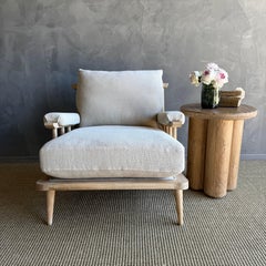 Frances White Oak Chair + Ottoman in 100% Hemp with Down Cushions