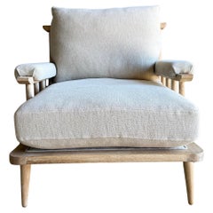 Frances White Oak Chair + Ottoman in 100% Hemp with Down Cushions