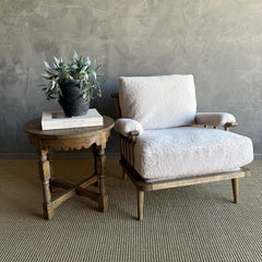 Frances White Oak Chair Upholstered in 100% Genuine Sheepskin