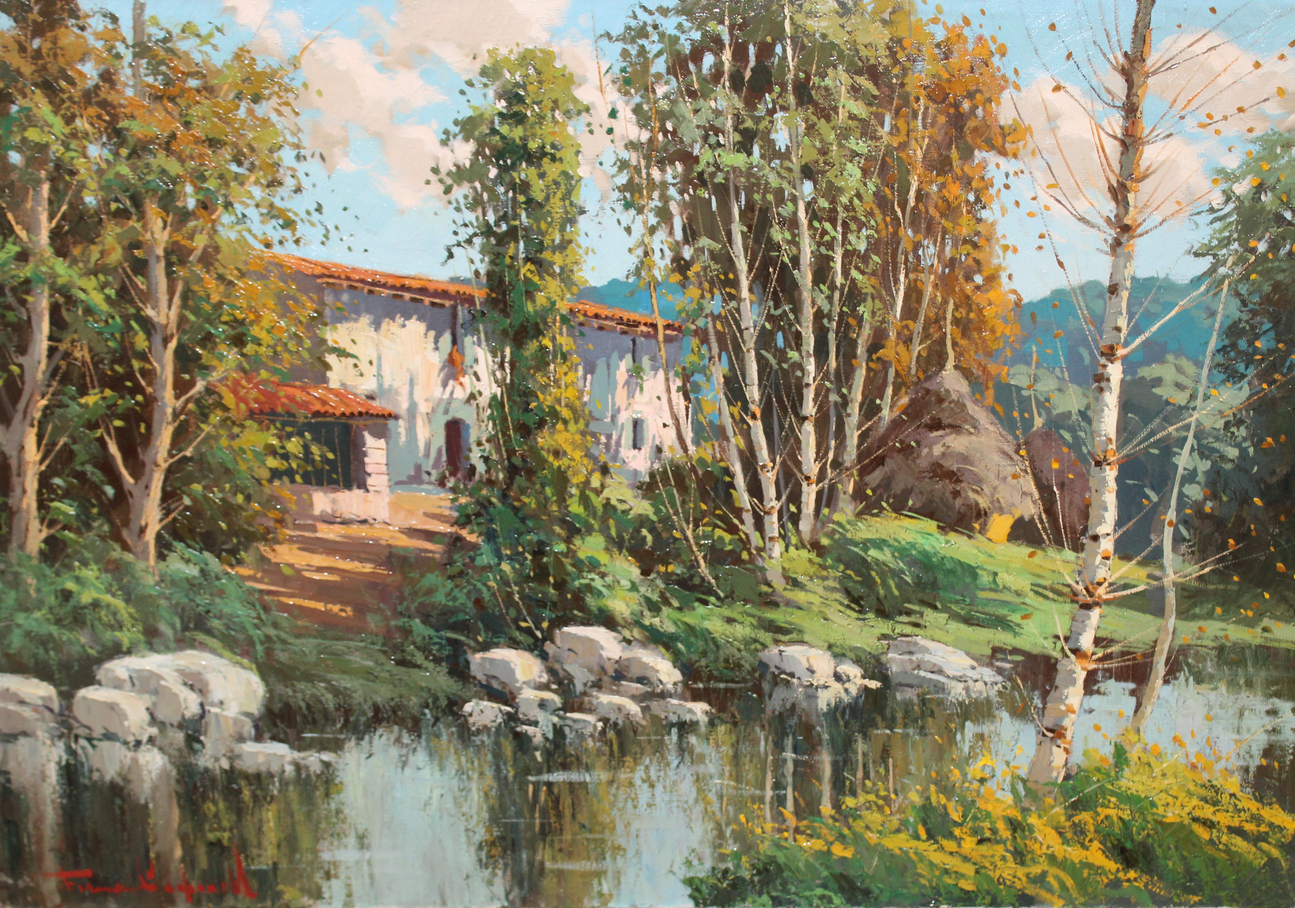 Landscape Painting Francesc Carbonell Massabe - Paisaje olotino - Óleo sobre tela