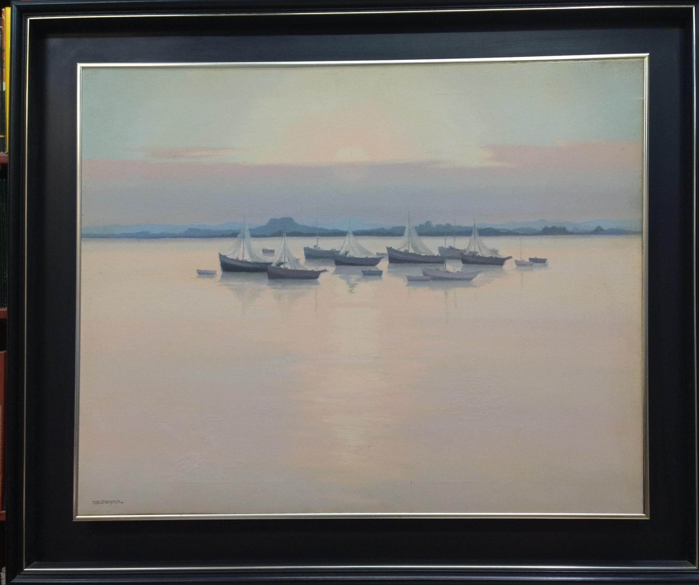 Casademont.  coast   original expressionist acrylic painting - Painting by FRANCESC CASADEMONT LE VIEUX