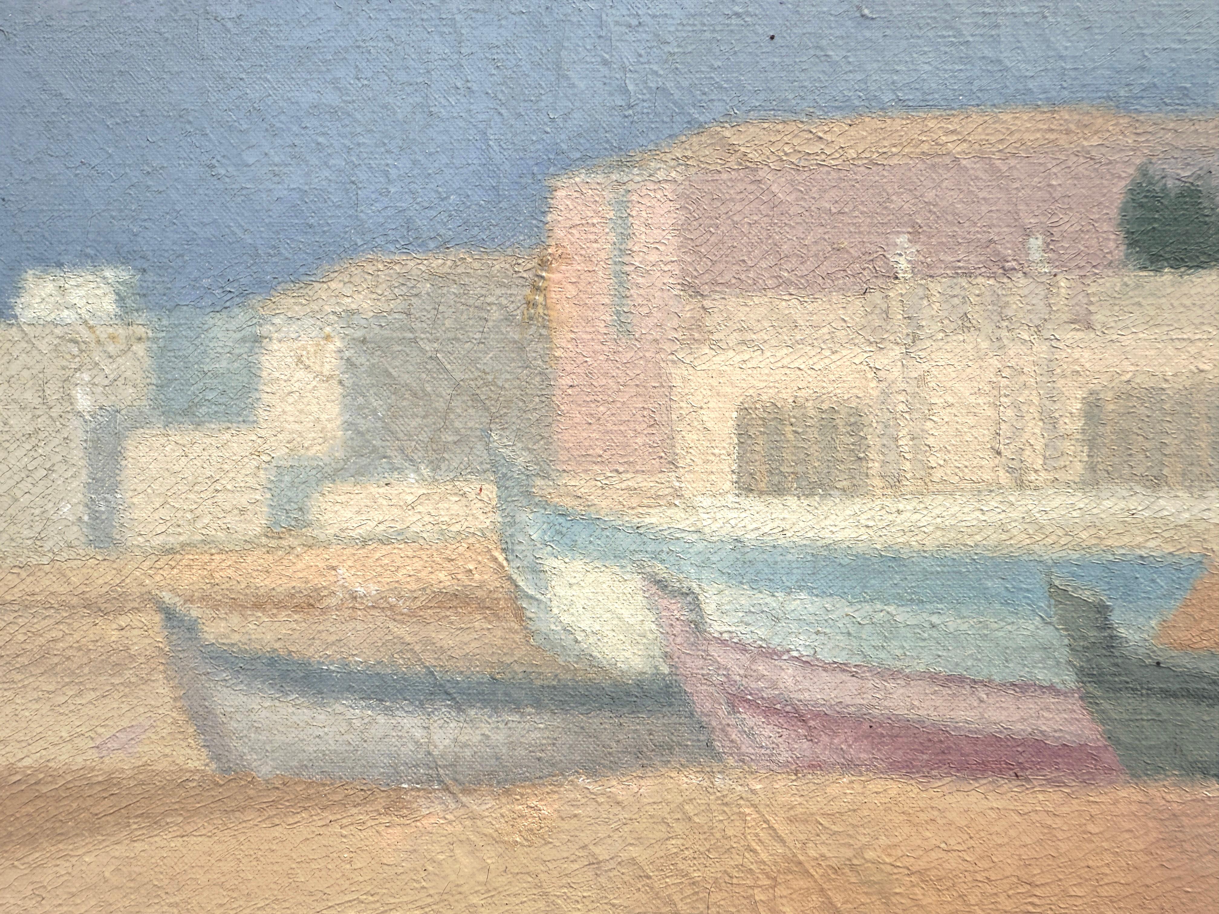 Plage de San Salvador El Vendrell Espagne paysage marin espagnol huile sur toile peinture - Contemporain Painting par Francesc Casademont Pou