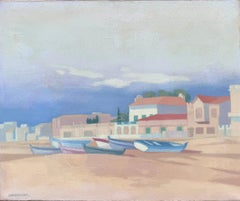 Beach of San Salvador El Vendrell Spain spanish seascape oil on canvas painting