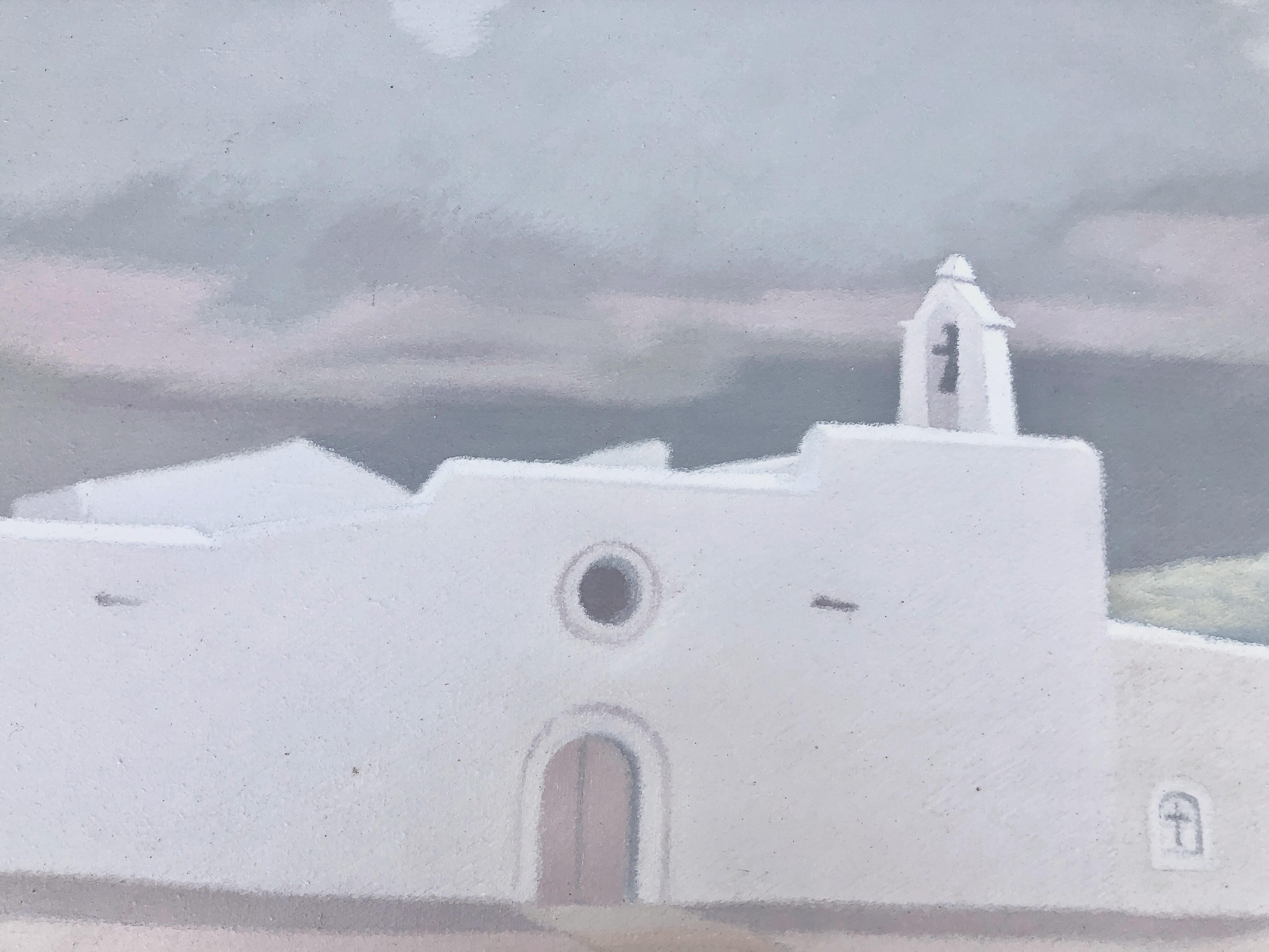 Santa Ines Ibiza Spain oil on canvas painting landscape - Post-War Painting by Francesc Casademont Pou
