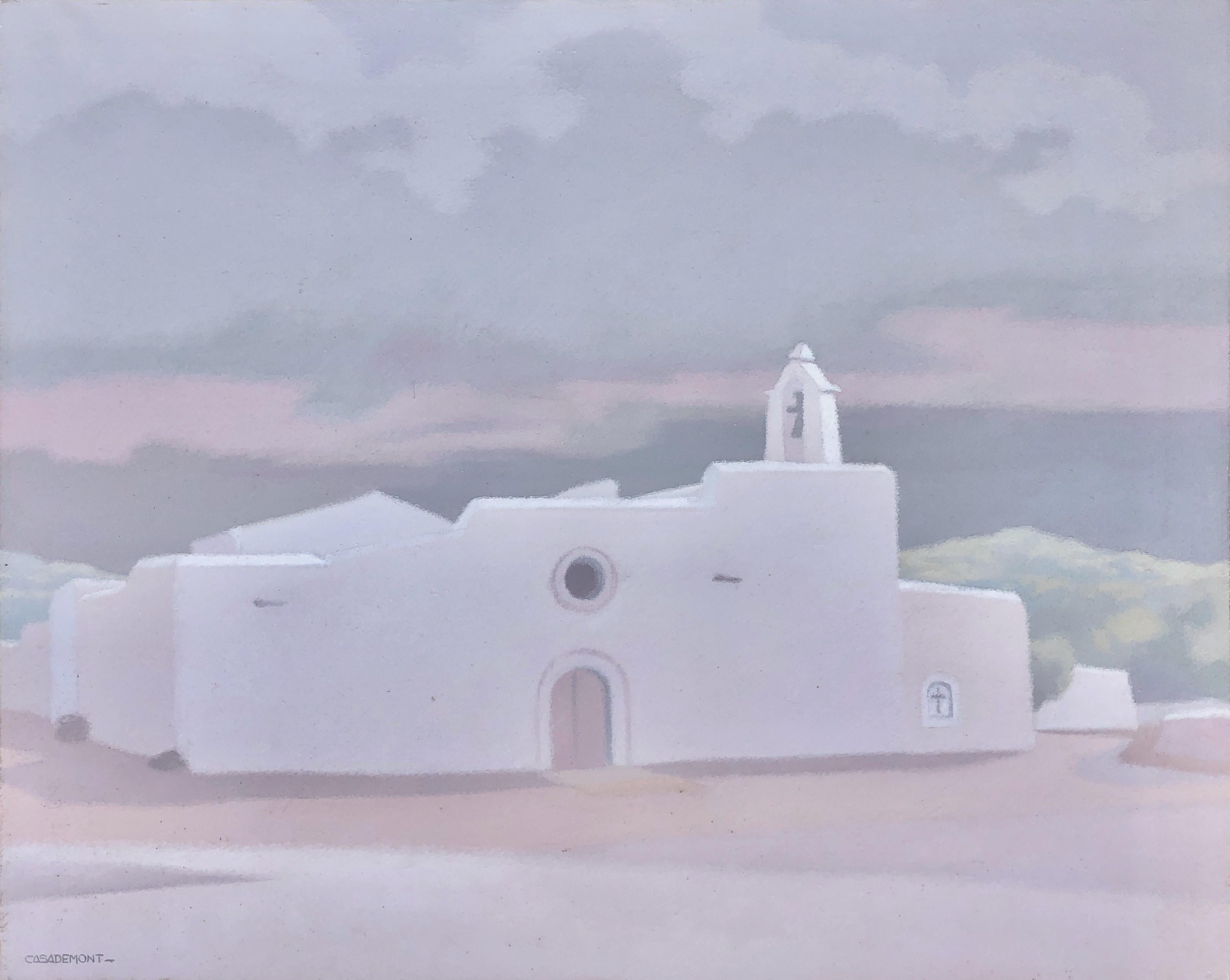 Francesc Casademont Pou Landscape Painting - Santa Ines Ibiza Spain oil on canvas painting landscape