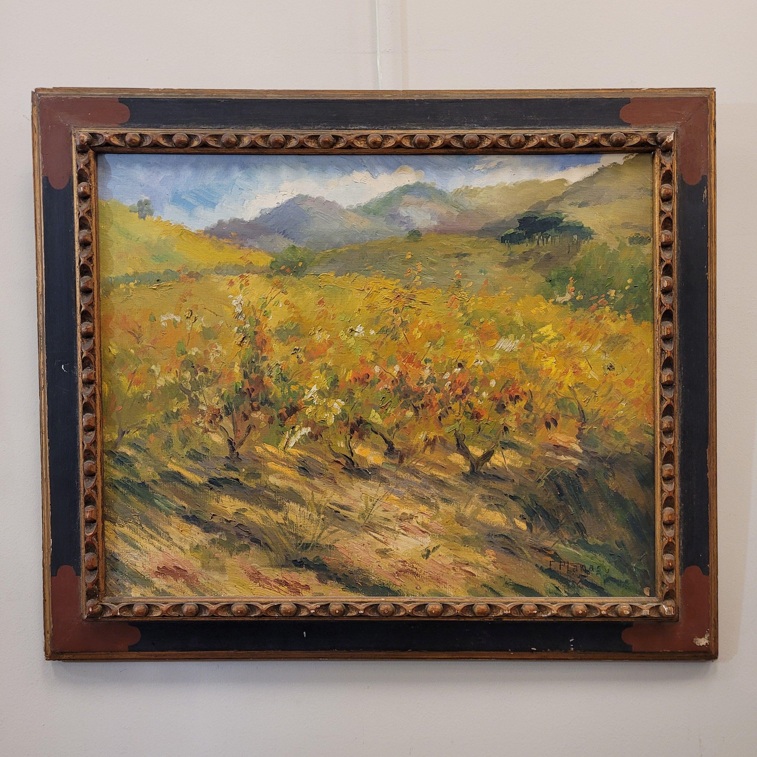 Francesc d´Assis Planas Doria  Landscape Painting – Katalanische Schule Öl auf Leinwand September Francesc d'Assis Planas Spanien