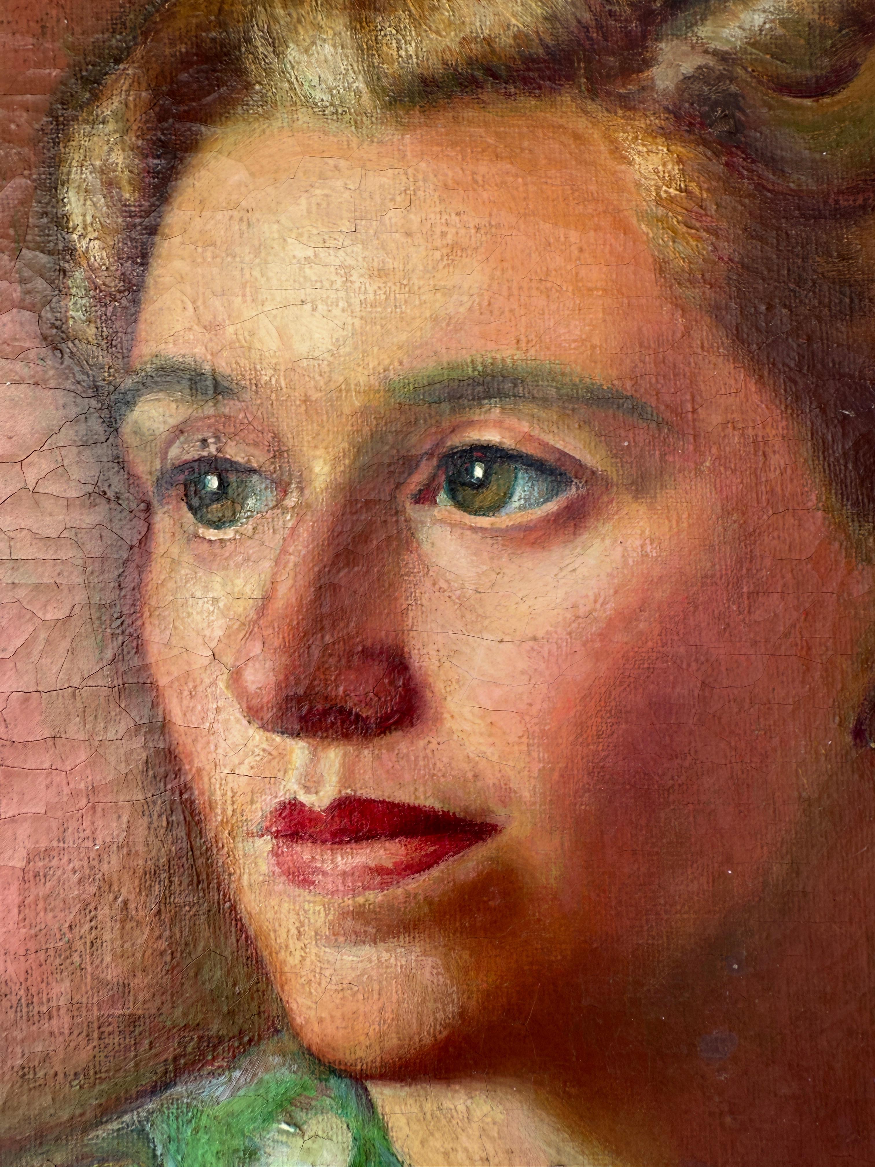 Artist: Francesc Domingo i Segura (Barcelona, 1893 – São Paulo, 1974)

Title: Portrait of a Lady with Red Fan

Technique: Oil on canvas

Dimensions: 76 × 56 cm (29.9 × 22 in), unframed

Signature: Signed lower left “F. Domingo”

Estimated Date: ca.